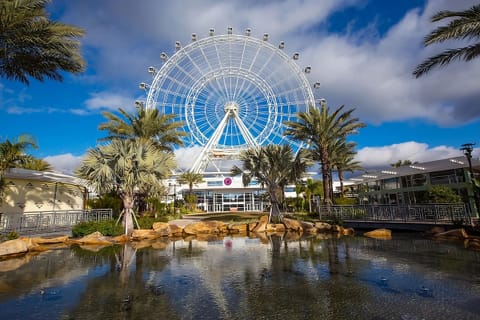 Step into vacation vibes with an iconic wheel backdrop.