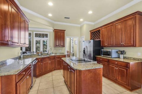 Island kitchen with granite counters 