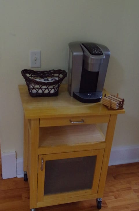 Enjoy a cup of coffee from our Keurig machine.