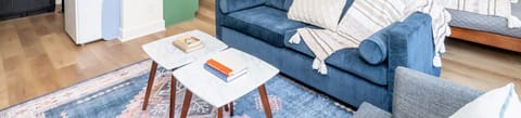 The Rickhouse Loft is a studio loft suite with King, Full and Queen sleeper sofa. Full Kitchen bath and laundry