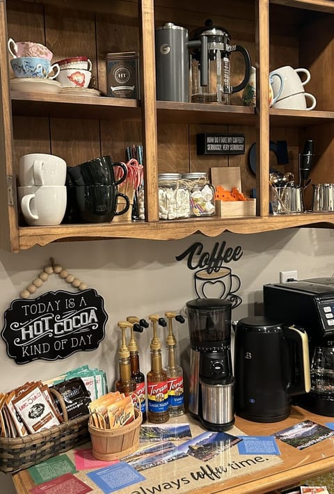 Coffee Bar-drip coffee, bean grinder, french press, keurig, coffee, teas & more