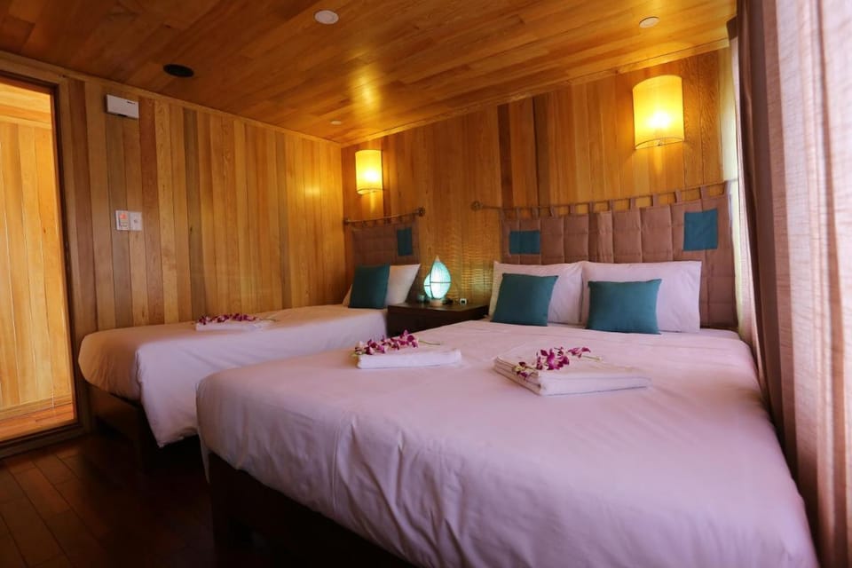 Secret Halong Cruise Docked boat in Laos