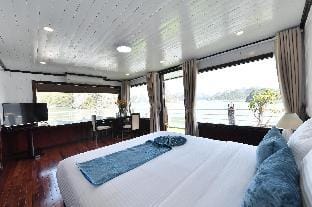 Halong Sapphire Cruise Docked boat in Laos