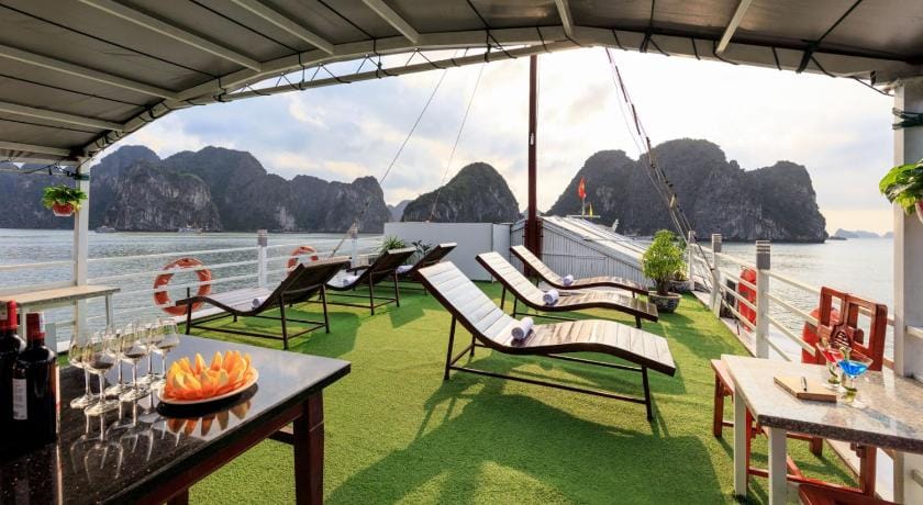 Cozy Bay Classic Cruise Docked boat in Laos