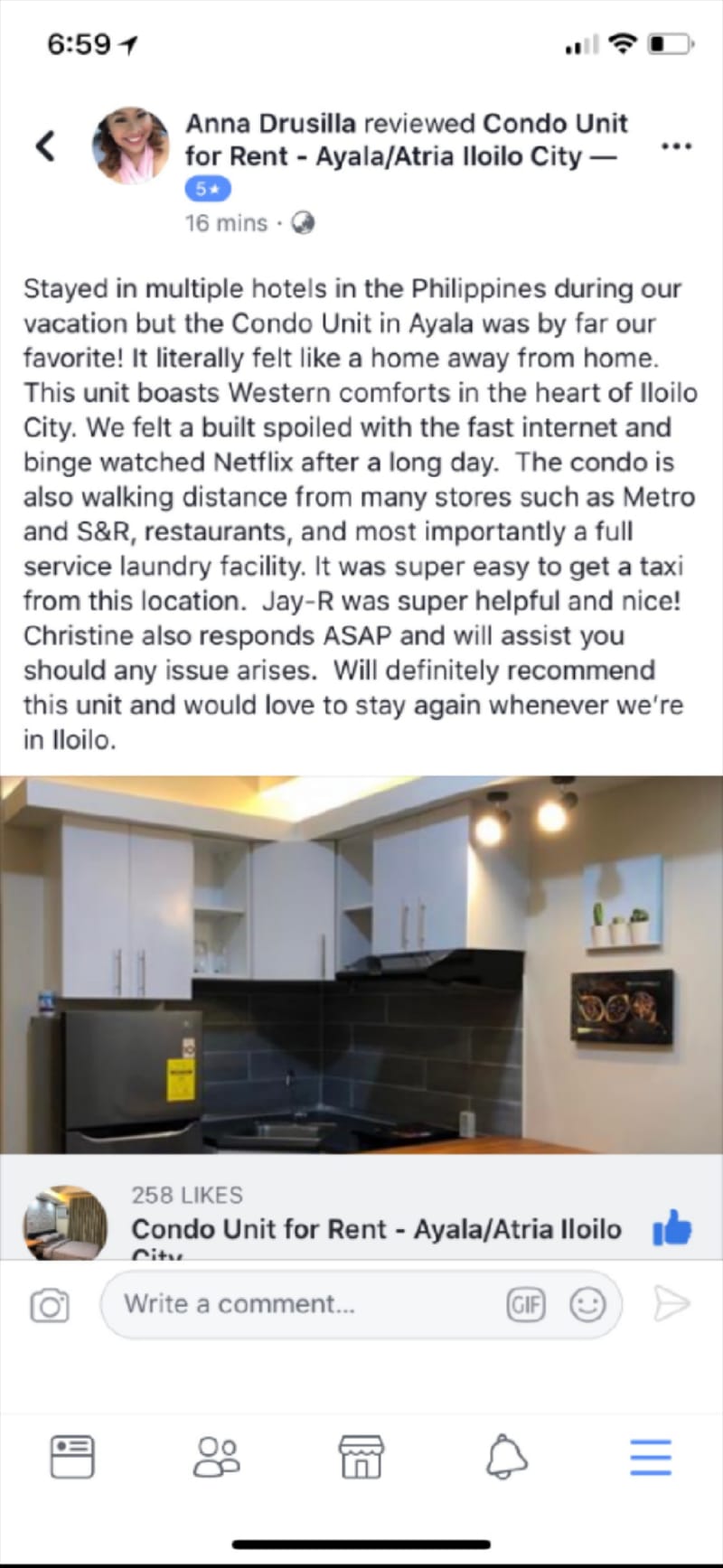 Hotel Quality Accommodation in Ayala+Kitchen+Pool Apartment in Iloilo City