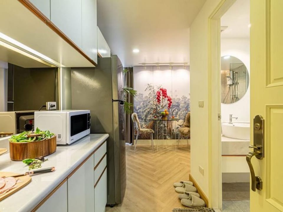 Luxury oriental art design  kitchen & living area Apartment in Chiang Mai