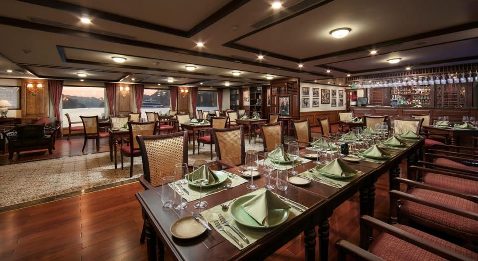 Heritage Cruises Binh Chuan Cat Ba Archipelago Docked boat in Laos