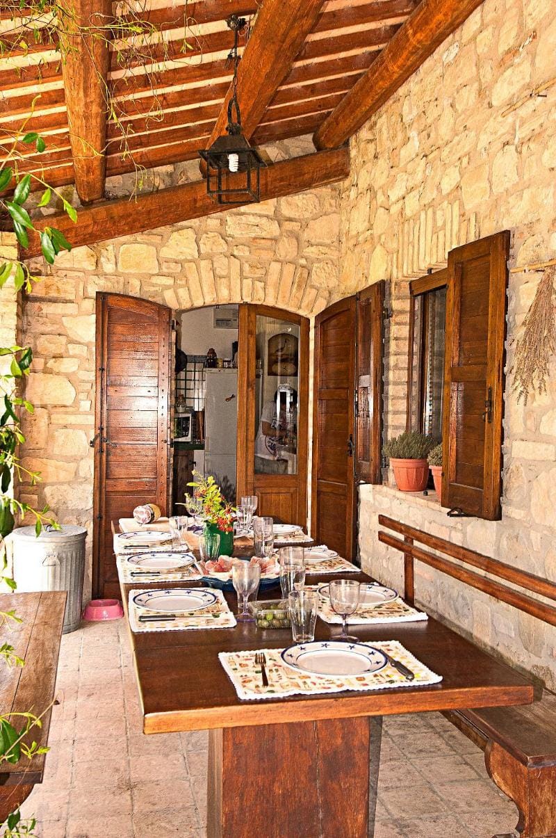 Casale chimneys immersed in olive trees Villa in Umbria