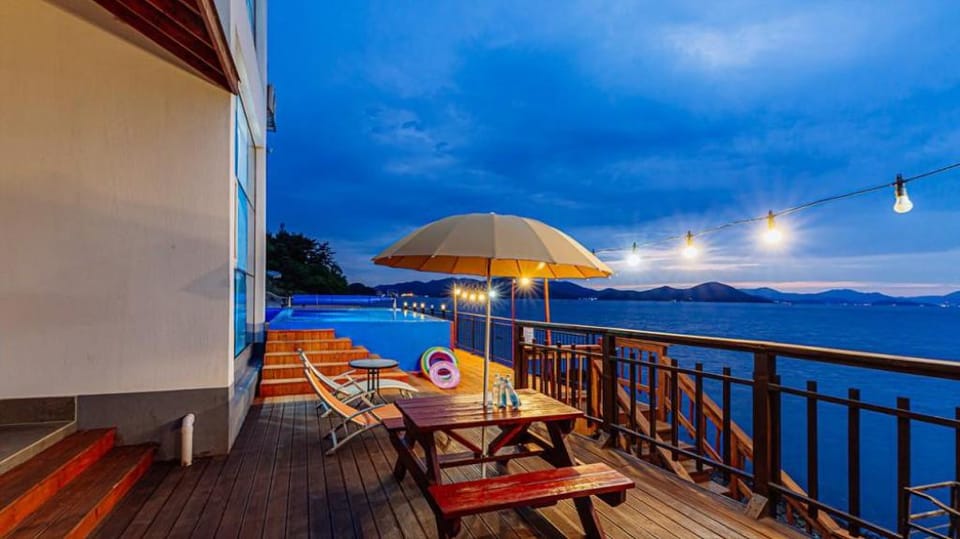 Blue and white pension Bed and Breakfast in South Korea