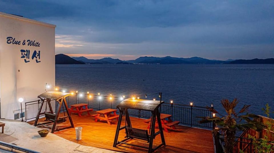 Blue and white pension Bed and Breakfast in South Korea