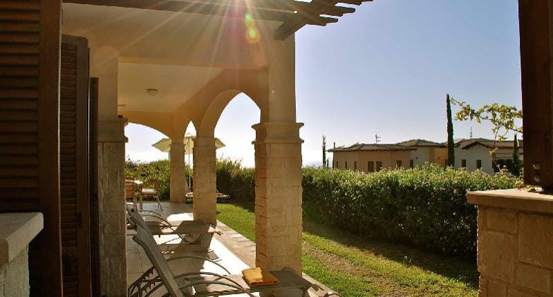 Ground floor apartment 'BG01' - private garden, communal pool, Theseus Village, Aphrodite Hills Apartment in Kouklia