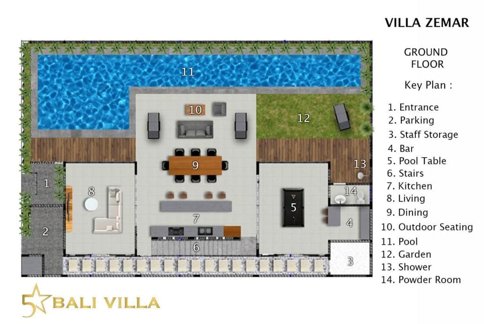 Ze Mar Luxury 4 bed Canggu 700 meters to beach Villa in North Kuta