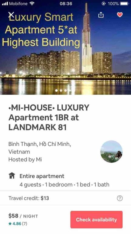 MI HOUSE Luxury Apartment 1BR Landmark 81 building Apartment in Ho Chi Minh City