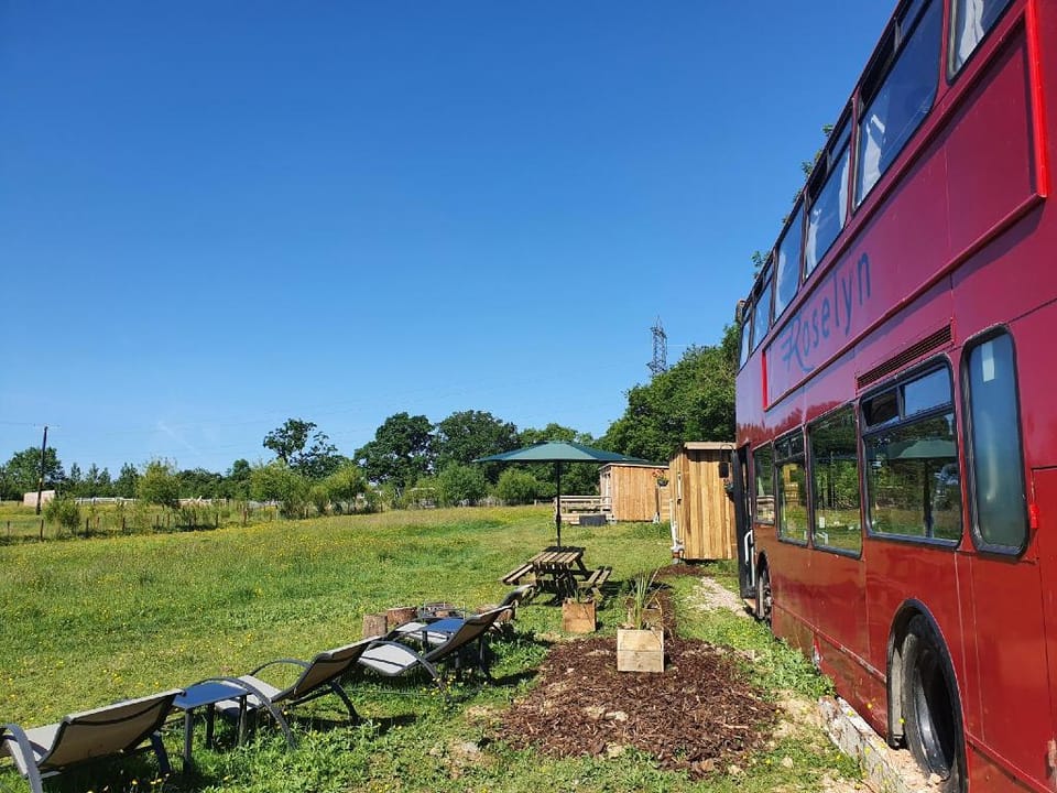 Double Decker Bus on an Alpaca Farm sleeps 8 Vacation rental in Bovey Tracey