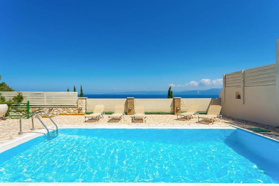 Villa Anastasia: Large Private Pool, Walk to Beach, Sea Views, A/C, WiFi, Car Not Required           Apartment in Peloponnese, Western Greece and the Ionian