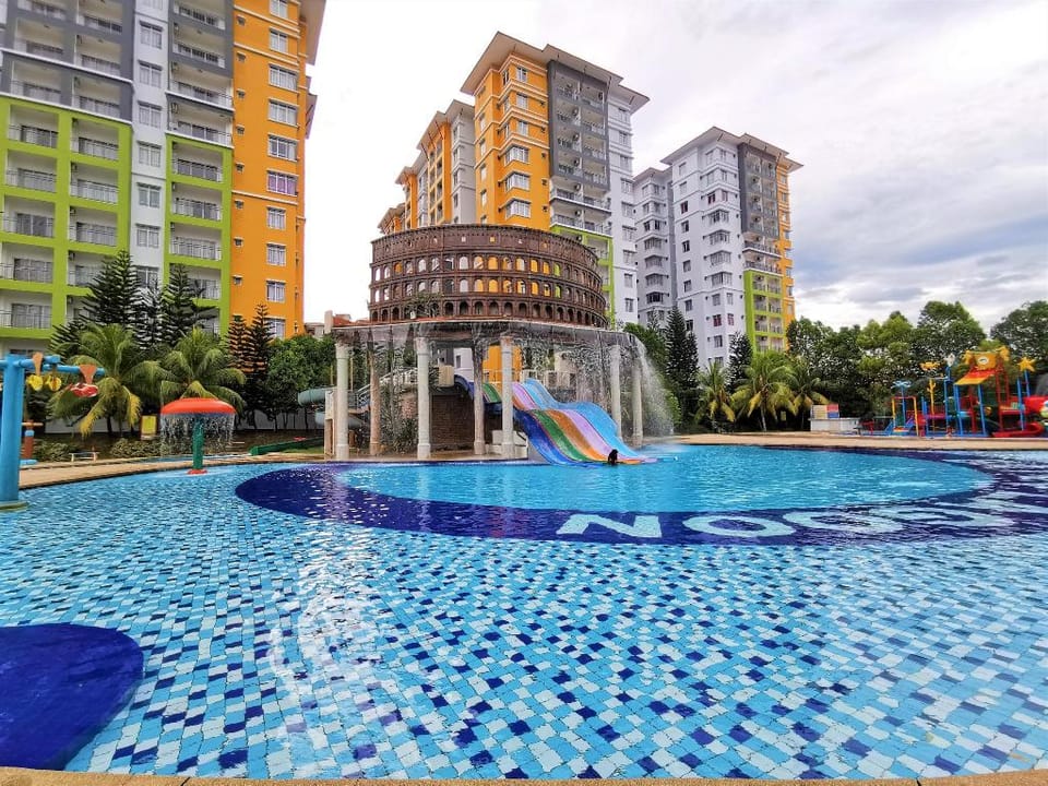 Family Day @ Free Water Theme Park Tickets & WiFi Apartment in Malacca