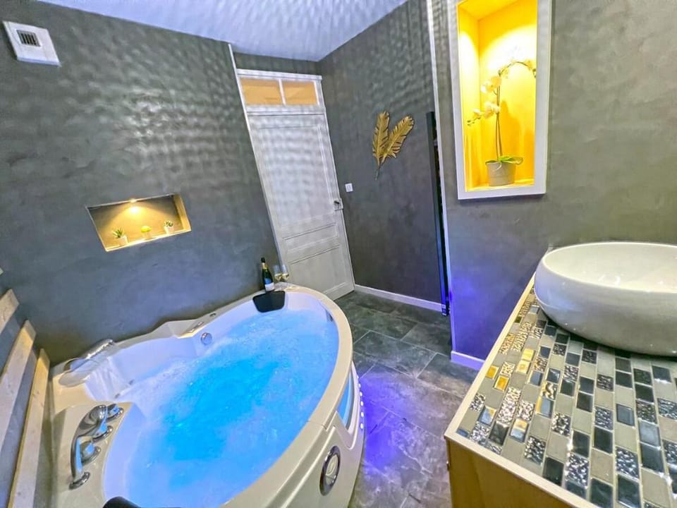 Maison décorée en pierre avec jacuzzi Vacation rental in Auvergne-Rhône-Alpes