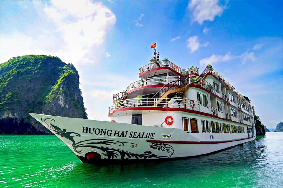 Halong Crown Cruise Docked boat in Laos