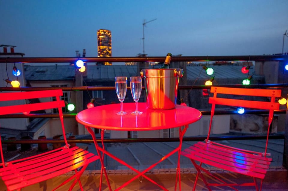 Eiffel Tower view terrace Saint Germain des Pres Apartment in Paris