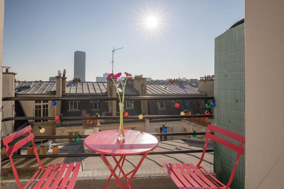 Eiffel Tower view terrace Saint Germain des Pres Apartment in Paris