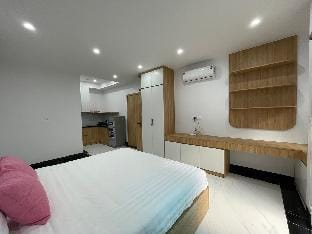 Studio Balcony City View & Kitchen Apartment in Laos