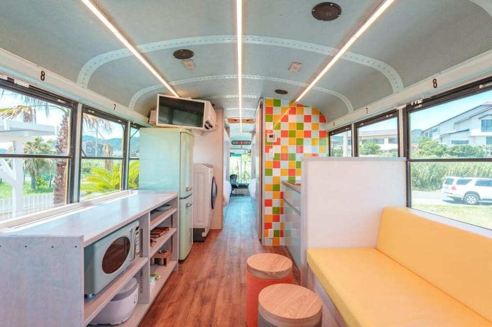 American School Bus Hotel! High-Temperature Sauna/BBQ/Open-Air Bath/View Deck/Shirahama Vacation rental in Chiba Prefecture