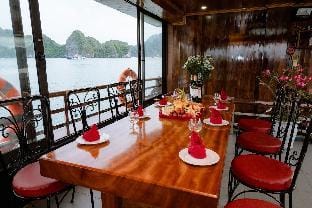 Cat Ba Gem Cruise Docked boat in Laos
