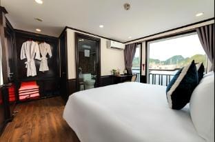Amanda Halong Cruise Docked boat in Laos