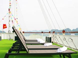 Le Journey Calypso & Verdure Lotus Cruises Docked boat in Laos