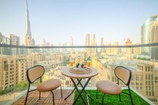 Burj View Luxury Balcony Setup Near Dubai Mall Apartment in Dubai