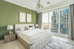 Lux 1BR Apt in Court Tower with partial Sea View Vacation rental in Dubai