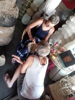 Weaving class rautan lamps Luxury tent in Tampaksiring
