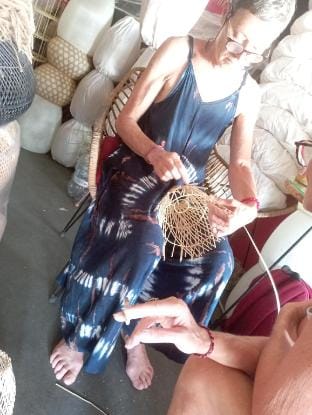 Weaving class rautan lamps Luxury tent in Tampaksiring