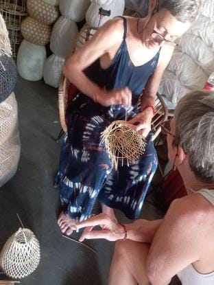 Weaving class rautan lamps Luxury tent in Tampaksiring