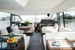 Saigon Luxury Private Yacht Prestige 590 Docked boat in Ho Chi Minh City