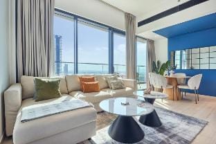 Modern Blue Oasis | 1BR Apartment in JVC Vacation rental in Dubai