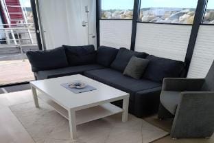 Hausboot in Laboe an der Kieler Foerde Docked boat in Laboe