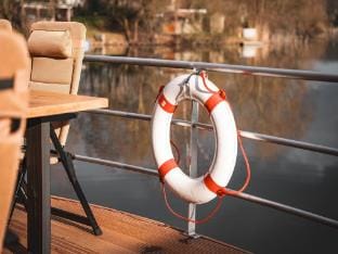 Schones Hausboot in Hoxter Docked boat in North Rhine-Westphalia