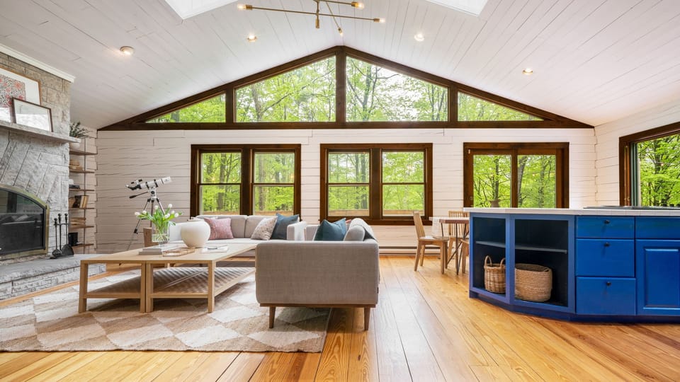 Spacious interior with tall ceilings and lots of light.