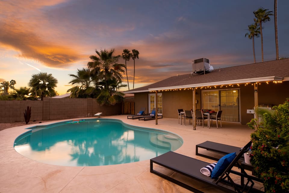 Enjoy the golden hour glow from the backyard.