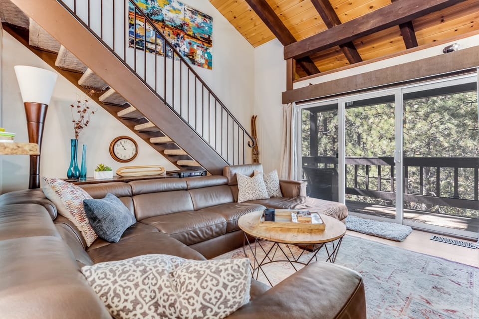 Sit down and relax in this spacious living room.