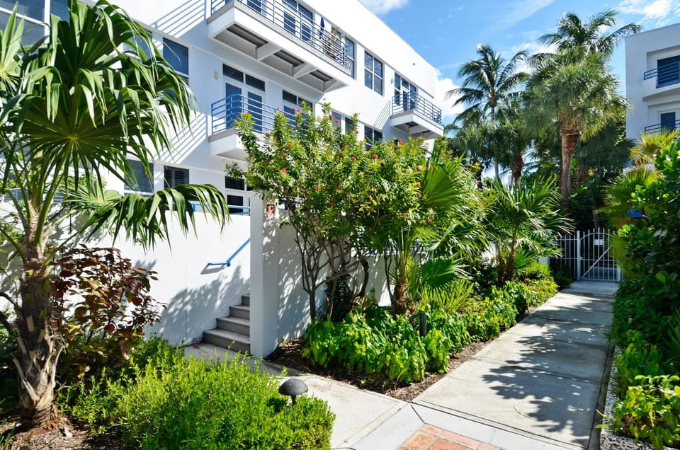 Walkway to the condo from the pool.