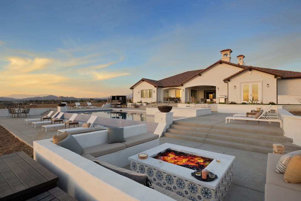 Relax by the firepit at night.
