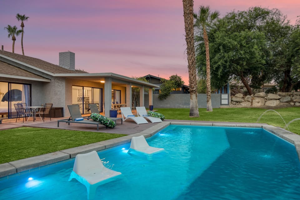 Outdoor pool lighting for when it gets dark!