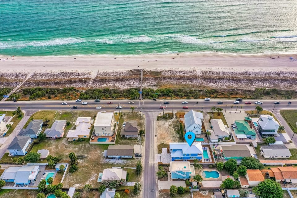 Your retreat sits just across the street from beach access.