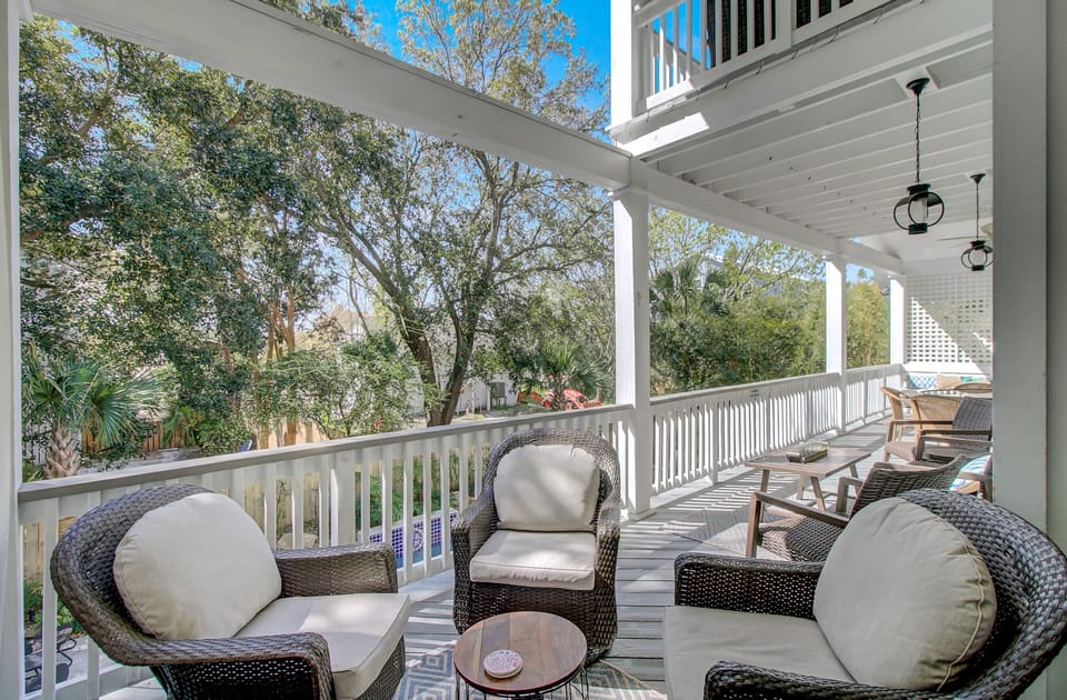 Outdoor living at its finest on one of the many porches.