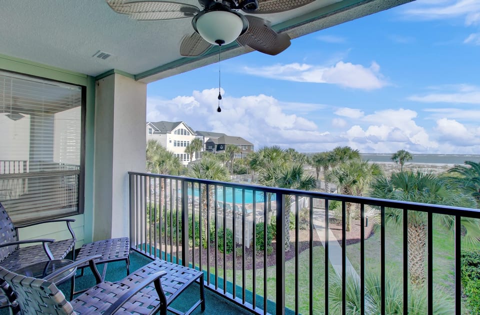 Take in the view from the balcony.