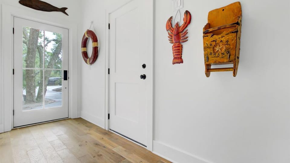 Entrance with funky decor.