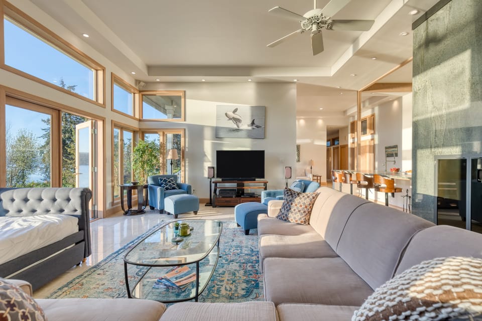 An amazing living area with a view that takes your breath away.