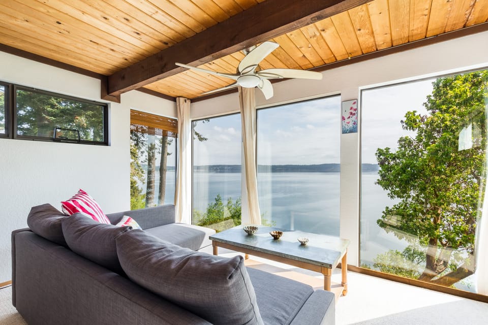 The open loft features a sleep sofa and incredible views.